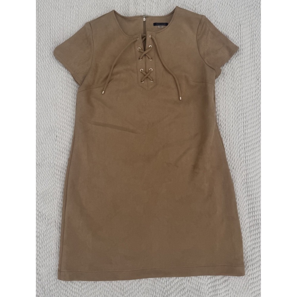 Tommy Hilfiger Women's Tan Faux Suede Lace Up western Shift Mini Dress‎ Size 14